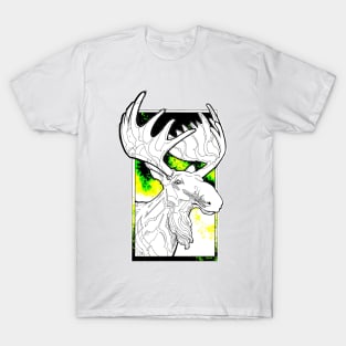 white moose in aurora borealis T-Shirt